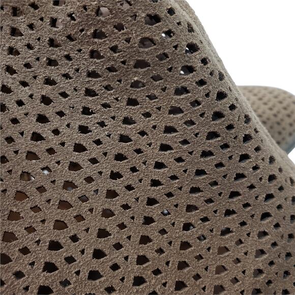 Vince Camuto Booties Shoes Heels Womens 9.5 Flunna Tan Suede Perforated Summer - Picture 8 of 12